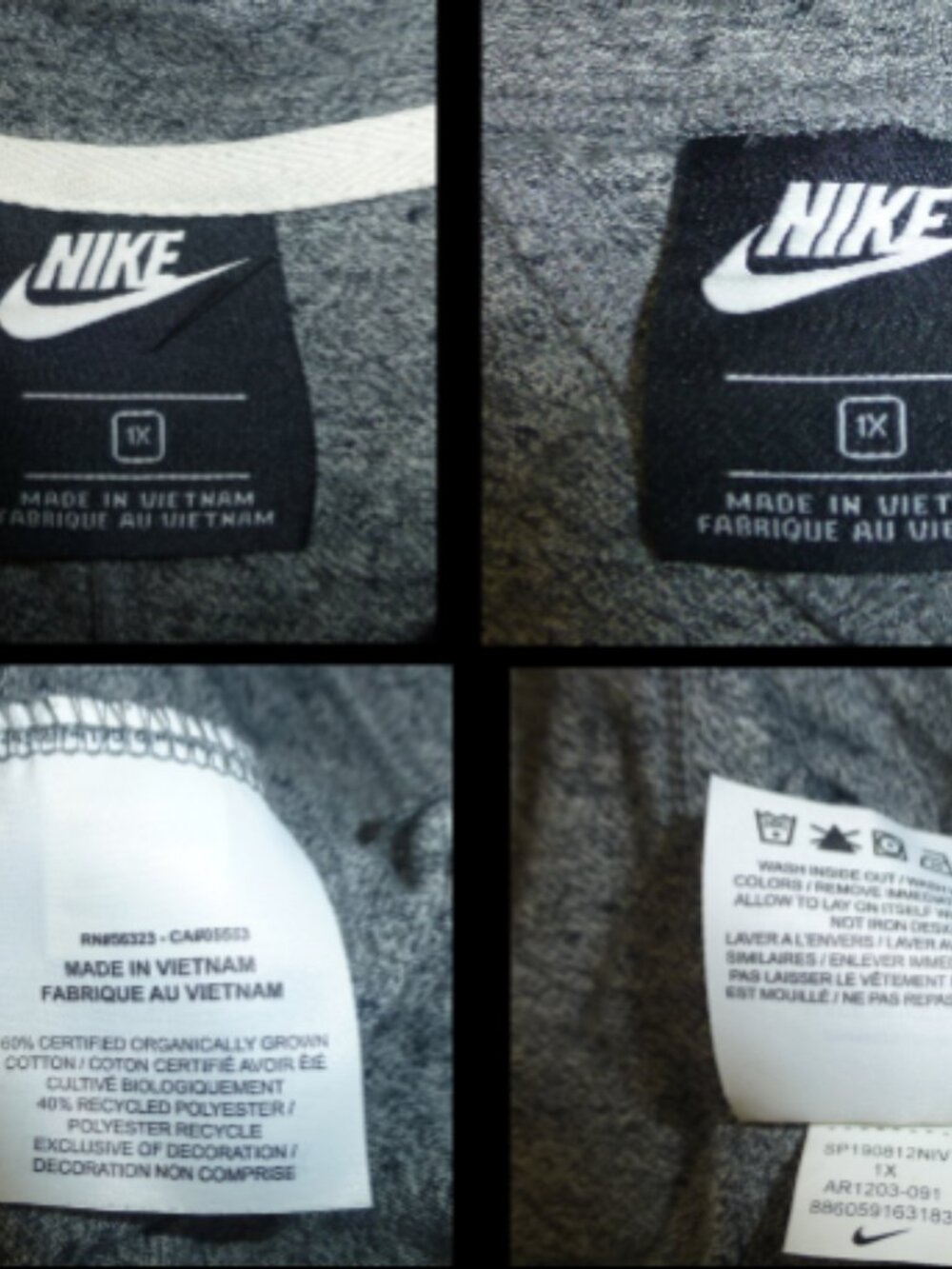 Nike swoosh just do it zip up hoodie jacket pants track warm up suit grey 1X - Picture 12 of 12